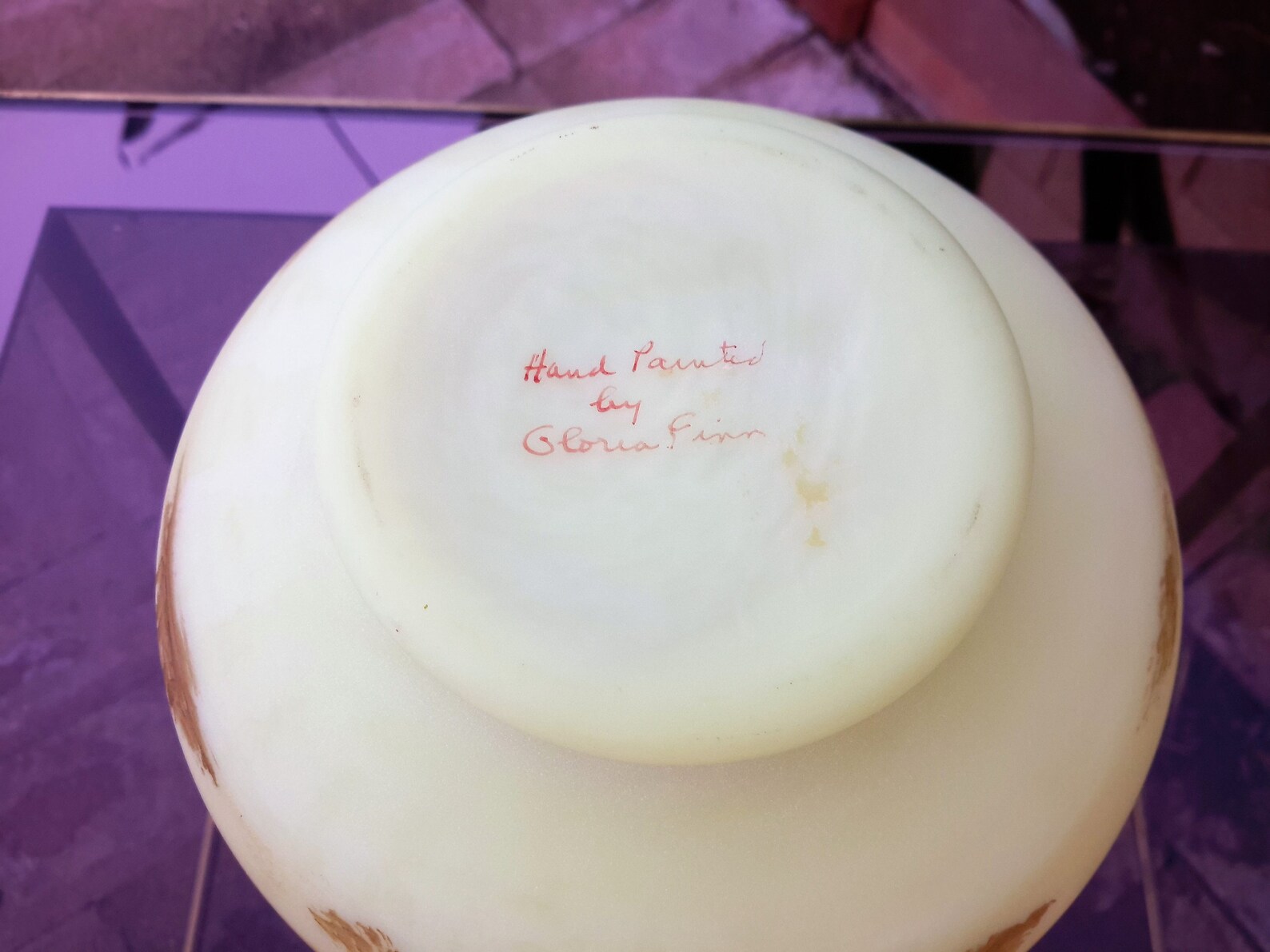 Fenton Decorated Burmese Vase Tree Scene Hand Painted Artist Etsy