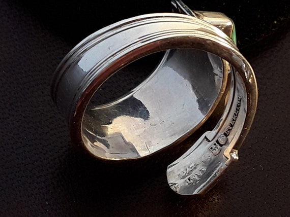 Turquoise & Opal Sterling Silver Flatware Ring - … - image 5