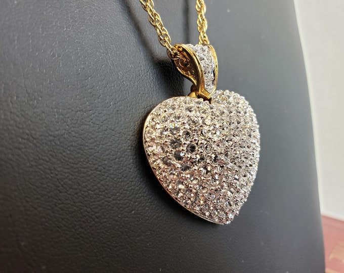 Swarovski Puffed Heart Pendant Necklace / Swarovski Jewelry / Swarovski ...