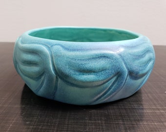 Van Briggle Pottery Bowl In Ming Blue / 1930's Shape #766 / Art Pottery Planter Bowl / Craftsman Home Decor / Vintagesouthwest 7025E