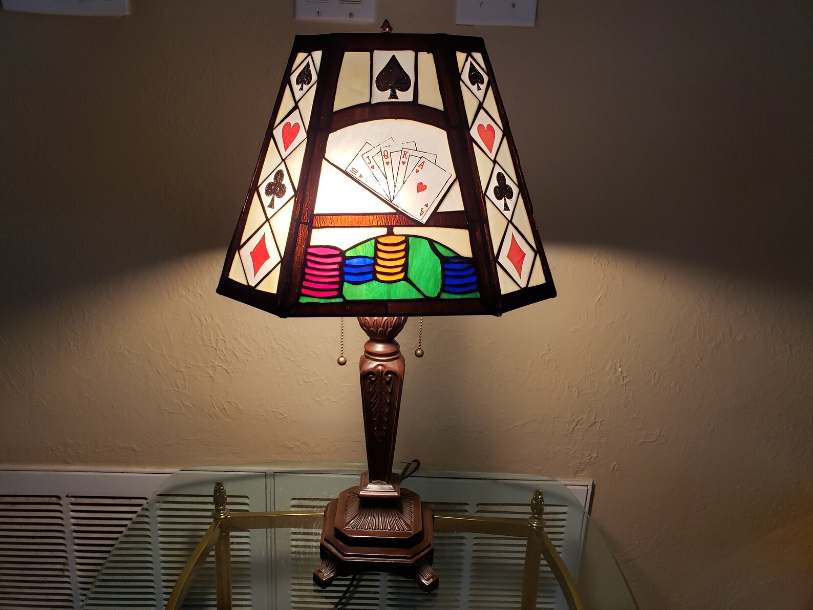 Stained Glass Poker Lamp / Royal Flush Playing Cards Gambling Etsy