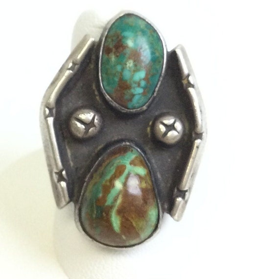 Green Turquoise & Sterling Silver Ring ~ Handcrafted Navajo Jewelry ~ Chunky 11g Ring ~ Southwest Jewelry Gift ~ #8391