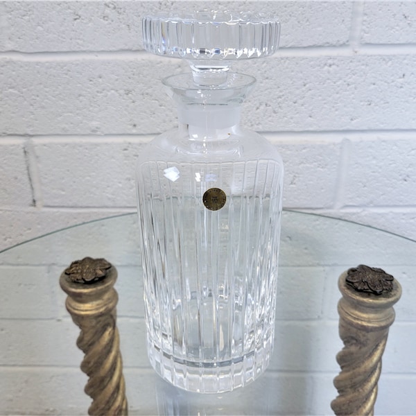 Crystal Barware Decanter ~ Made In Italy ~ Spirits Liquor Decanter ~ Vertical Lines ~ Barware Gifts ~ Wedding Gifts ~ Vintagesouthwest