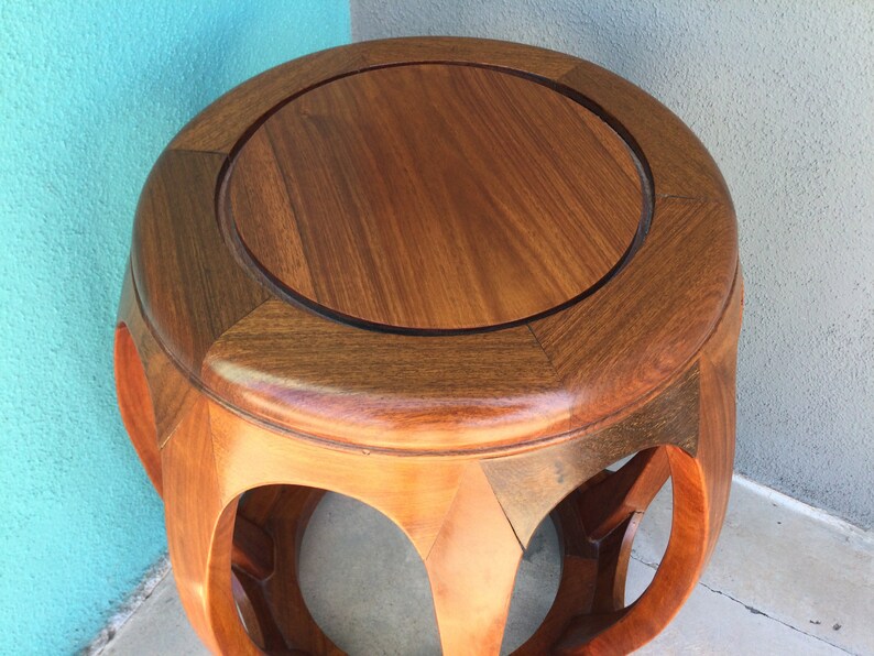 Mid Century Rosewood Drum Garden Stool Aged Rosewood Planter Etsy