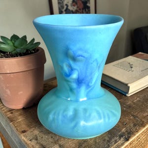 Vintage Van Briggle Vase: Turquoise Ming Blue Tulip Motif ~ VintageSouthwest