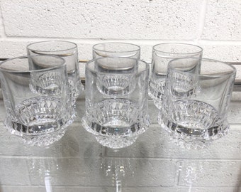 Lyric by Gorham Crystal Barware Flat Tumblers Set of 6 ~ Weighted Lowball Rocks Whiskey Water Glasses ~ Vtg 1980s Barware ~ VintageSouthwest