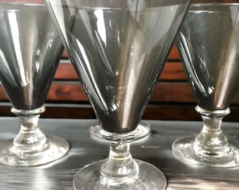 Seneca Barware Charcoal Water Goblets Set of 4 ~ Vintage 5 3/4" 10oz Goblets ~ Stem #1605 ~ Made in USA ~ VintageSouthwest