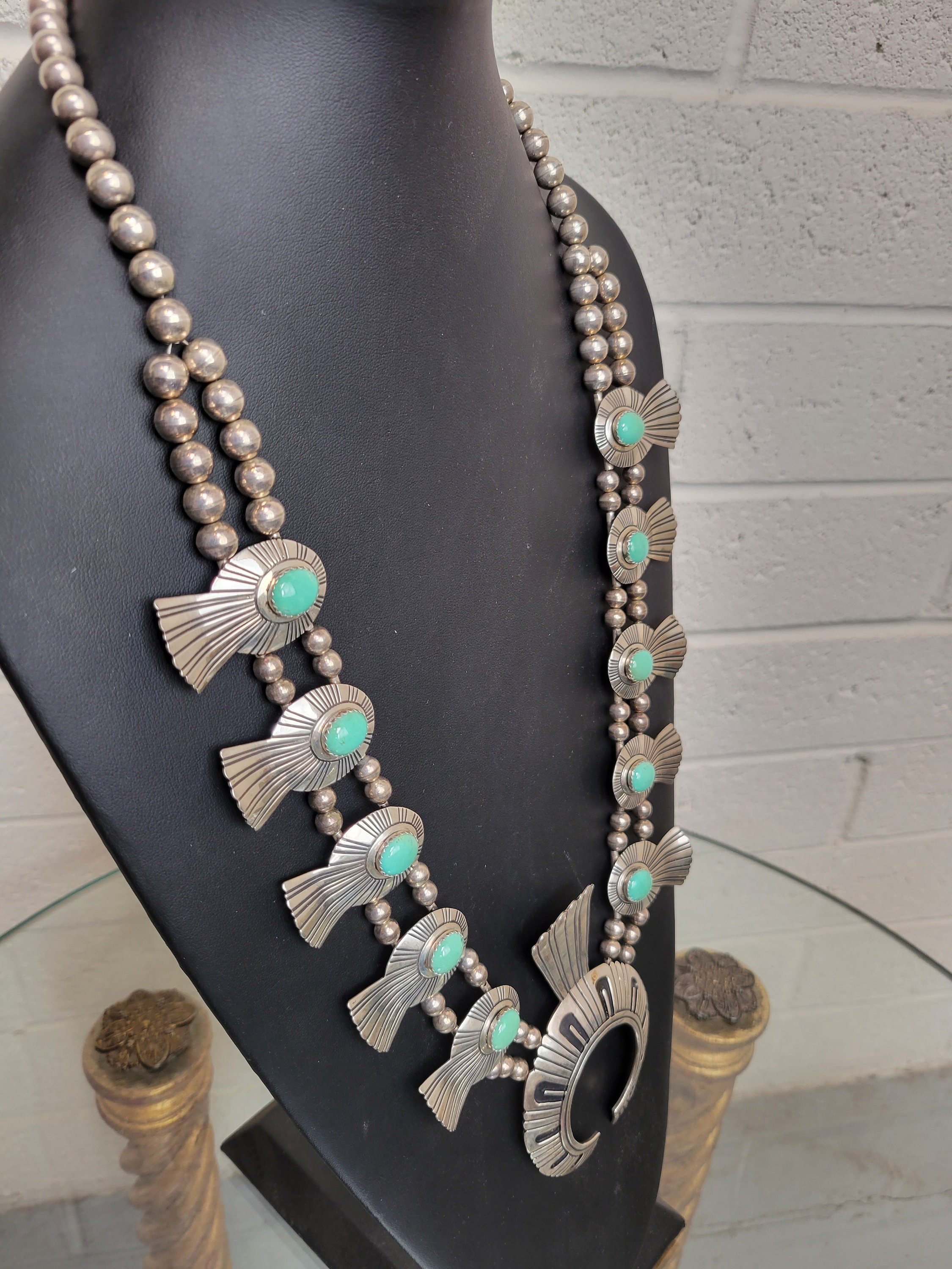 Tommy Singer Navajo Squash Blossom Necklace ~ Sterling Silver