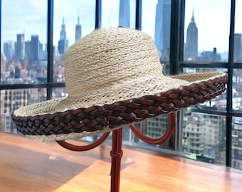 Kokin New York Women's Straw Hat ~ Vintage Ladies Attire Italian Made Wide Brim Summer Hat ~ 22" Inside Brim Size Medium ~ VintageSouthwest