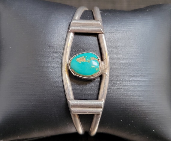 Navajo Crafted Turquoise Sterling Cuff Bracelet ~… - image 1