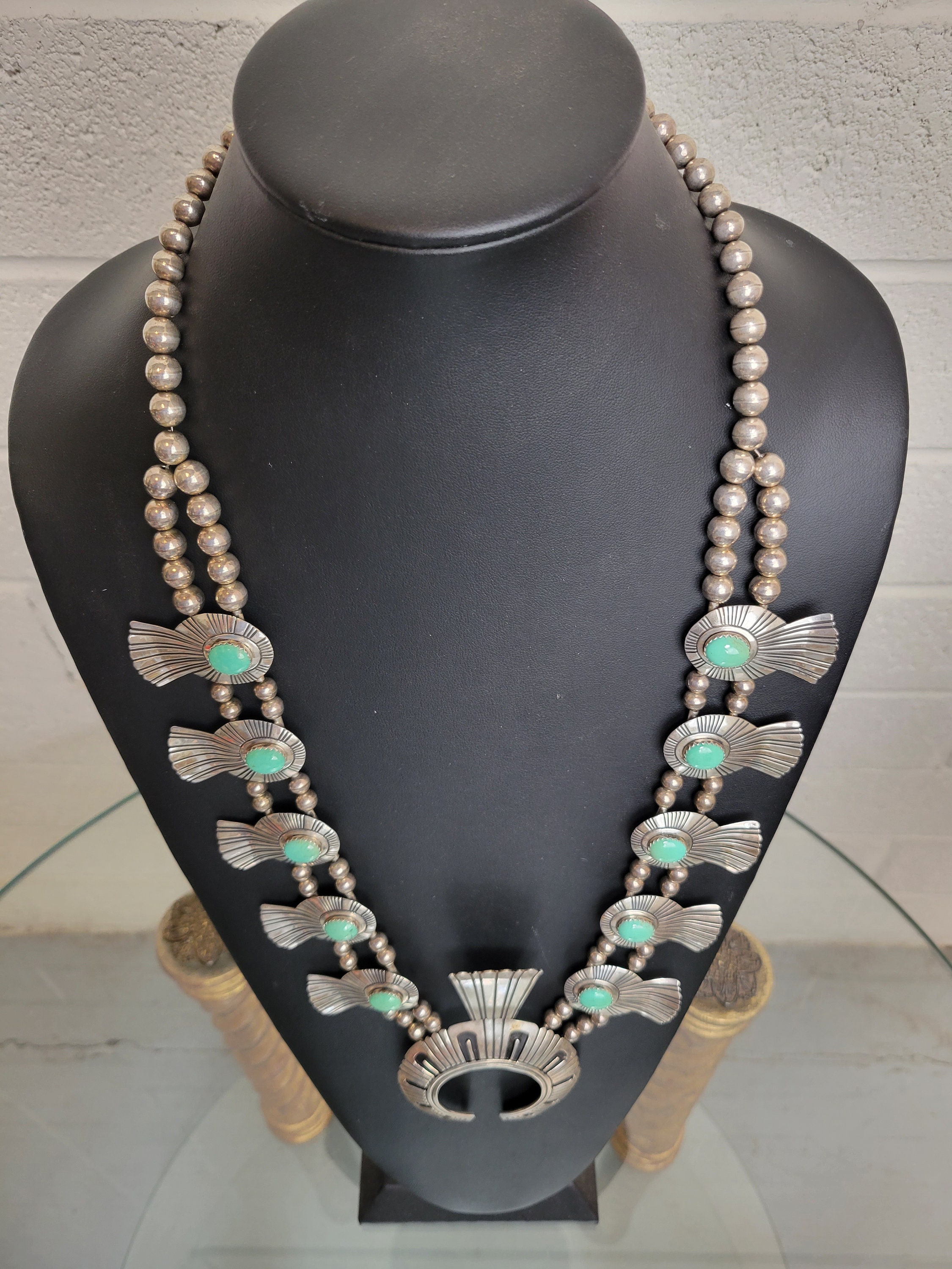 Tommy Singer Navajo Squash Blossom Necklace ~ Sterling Silver