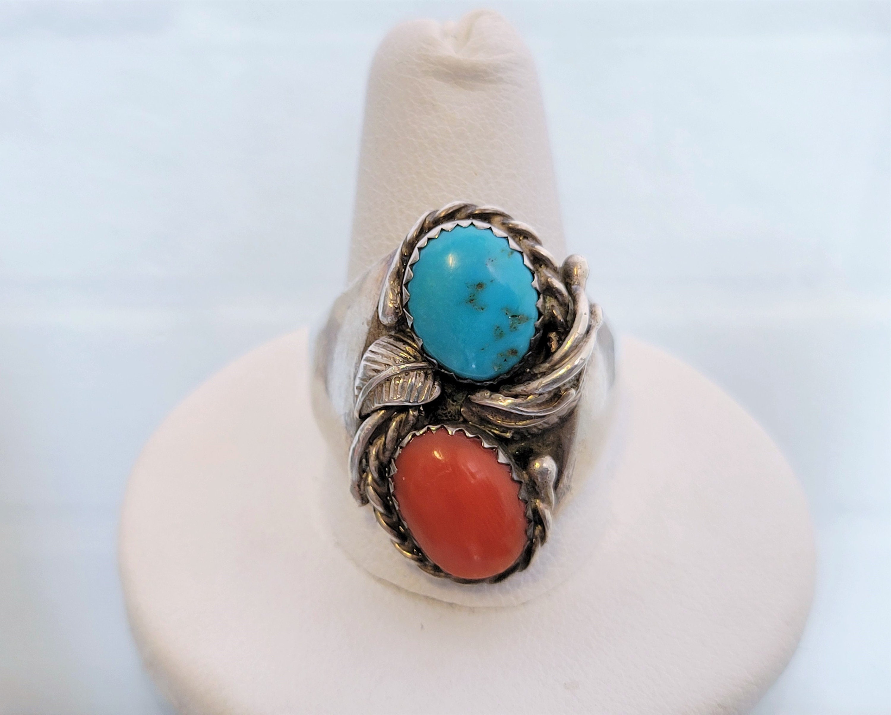 ASOS Turquoise Coral Ring Native American - Etsy
