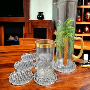Bleikristall Crystal Coasters ~ Set 6 Sm Coasters and 1 Large Coaster ~ Vintage 1970s Crystal Drinkware ~ German Crystal ~ VintageSouthwest