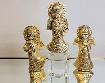 Vintage Christmas Decor Angels Trio Gold Mid Century Decorations 9" Tall / Angel Figurines / Gold Christmas Decor / VintageSouthwest