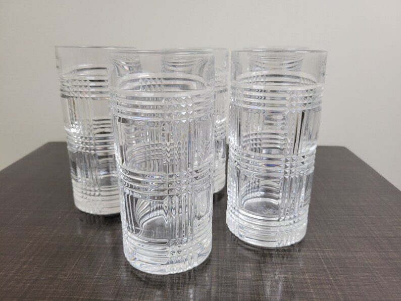 Ralph Lauren Barware / Glen Plaid Crystal Highball Glasses / Etsy
