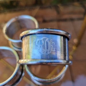 Antique Napkin Rings / Silver Plate Napkin Holder /Set of 4 Victorian Napkin Rings Monogrammed / Tableware Table Decor /Vintagesouthwest 20X