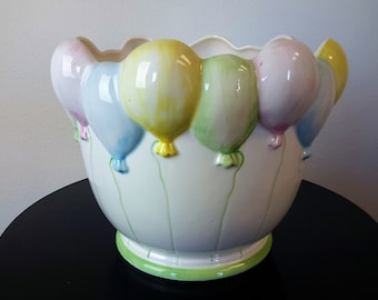 Fitz and Floyd Jardiniere Planter Balloons / Vintage 1983 With Original Box 10&quot; Diameter x 8&quot; Tall / Home & Garden Decor / Vintagesouthwest