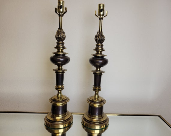 Mid Century Stiffel Table Lamp Pair / Solid Brass Lamps / 1960s