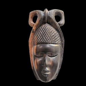 Hand Carved Wood Tribal Mask ~ Hanging Wall Art ~ Unique Worldly Home Decor ~ Chic Ethnic African Culture Design Trends ~ VintageSouthwest