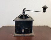 Antique French Coffee Grinder Black Tin Metal Coffee Mill No Lid Manual Grinder Cottagecore French Country Vintagesouthwest