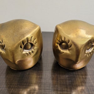 Brass Owl Bookends / Signed S. Filie Polished Brass / Owl Home Decor / Vintagesouthwest