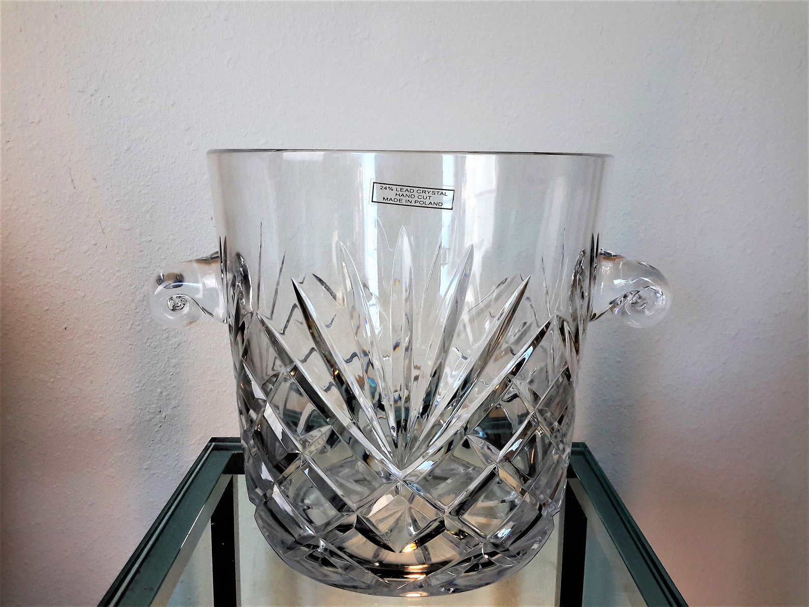 Vintage Barware Crystal Ice Bucket Made In Poland Cut Lead Etsy