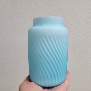 Antique Cased Satin Glass Vase ~ Blue Ribbed Spiral Design White Inside ~ Mt Washington Pairpoint ~ Blown Art Glass Gifts ~ Vintagesouthwest