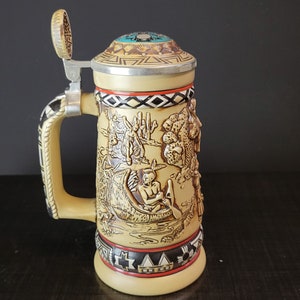 Collectible Beer Stein Indians of the American Frontier ~ Unused Avon Beer Stein in Original Box ~ Native American Art ~ VintageSouthwest image 1