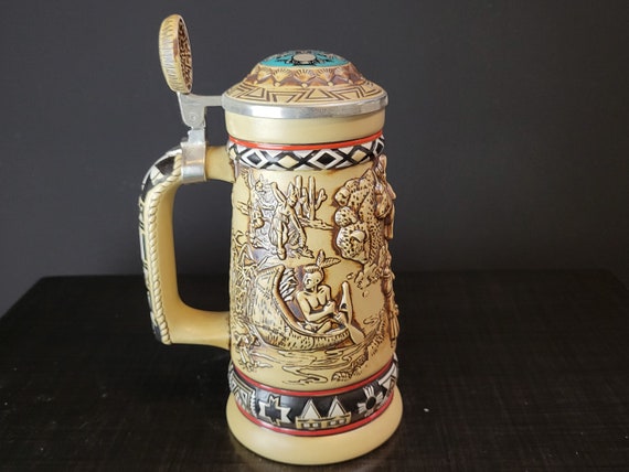 Collectible Beer Stein Indians of the American Frontier ~ Unused Avon Beer Stein in Original Box ~ Native American Art ~ VintageSouthwest