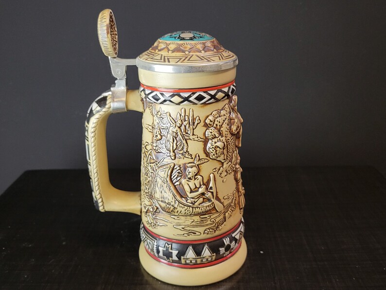 Collectible Beer Stein Indians of the American Frontier ~ Unused Avon Beer Stein in Original Box ~ Native American Art ~ VintageSouthwest image 1