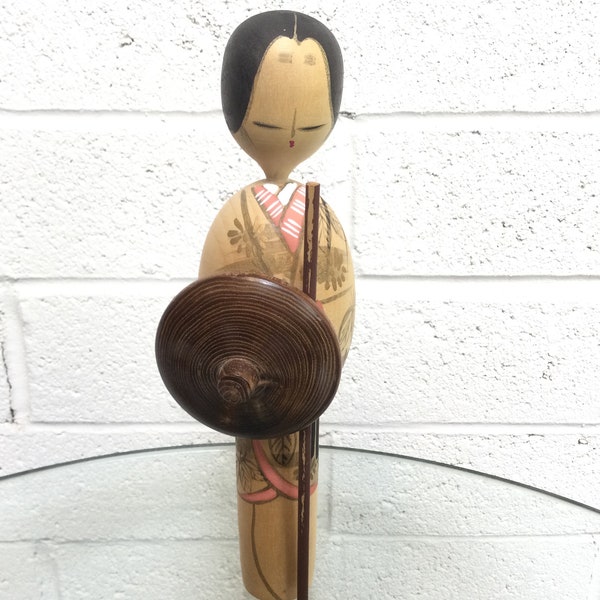 Mid Century Japanese Wooden Kokeshi Doll ~ Signed & Dated 1967 Japanese Sculpture Asian Decor ~ Sogen Yumoto Hakone ~ VintageSouthwest