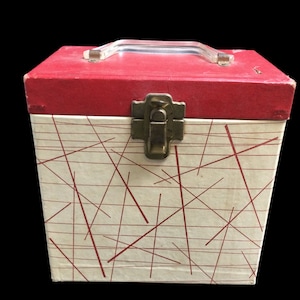 MCM 7&quot; Vinyl 45s Record Carrying Case & 49 Records ~ Chuck Berry, Elvis Presley, Johnny Mathis, Nat King Cole, and More ~ VintageSouthwest
