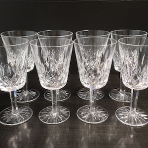 Waterford Crystal Barware Lismore Water Goblet Set of 8 ~ Vintage Waterford Irish Crystal Stemware ~ Cut Crystal Barware ~ VintageSouthwest