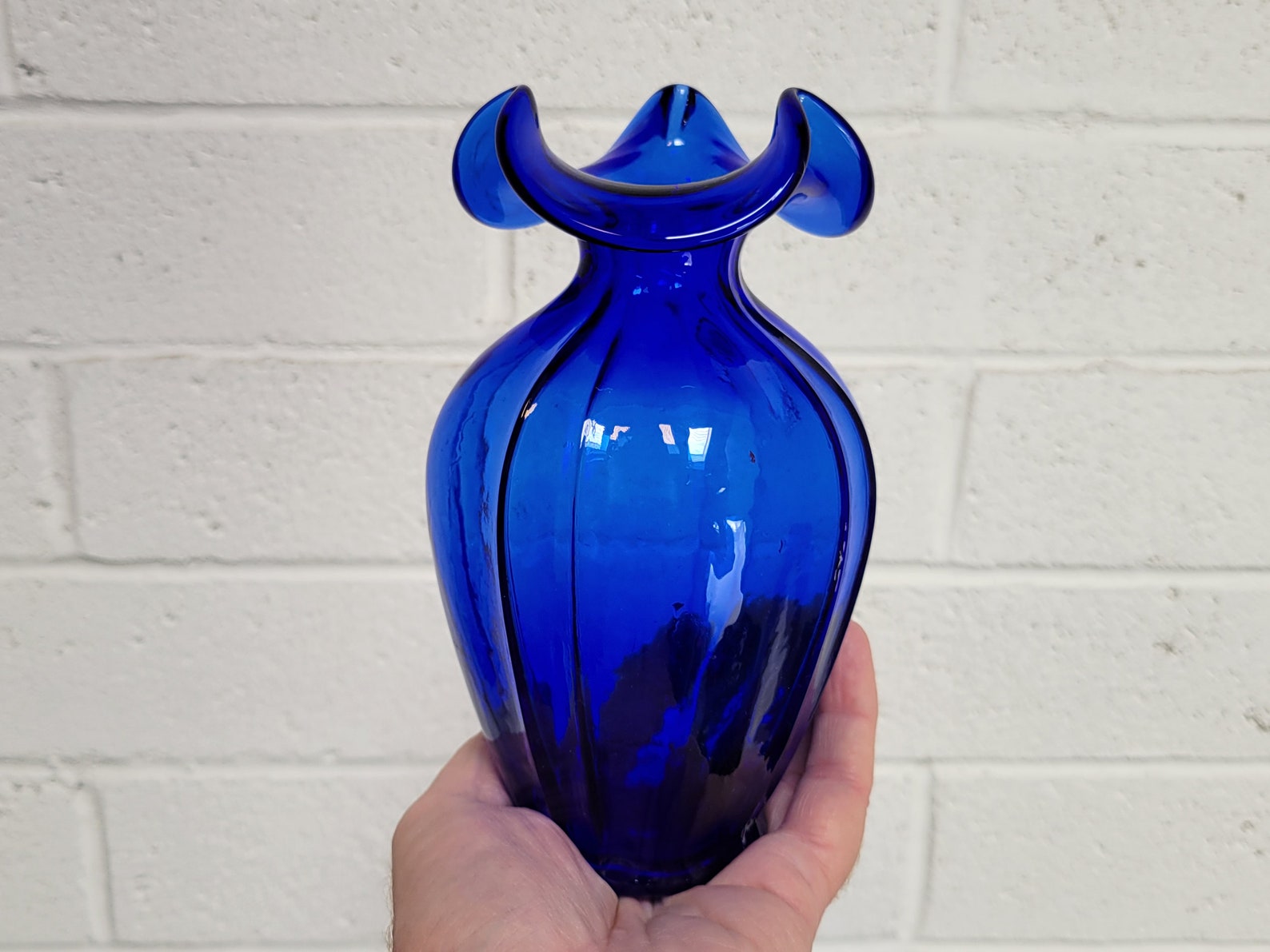 Fenton Glass Vase Cobalt Blue USA Made Glass Fenton Art Etsy