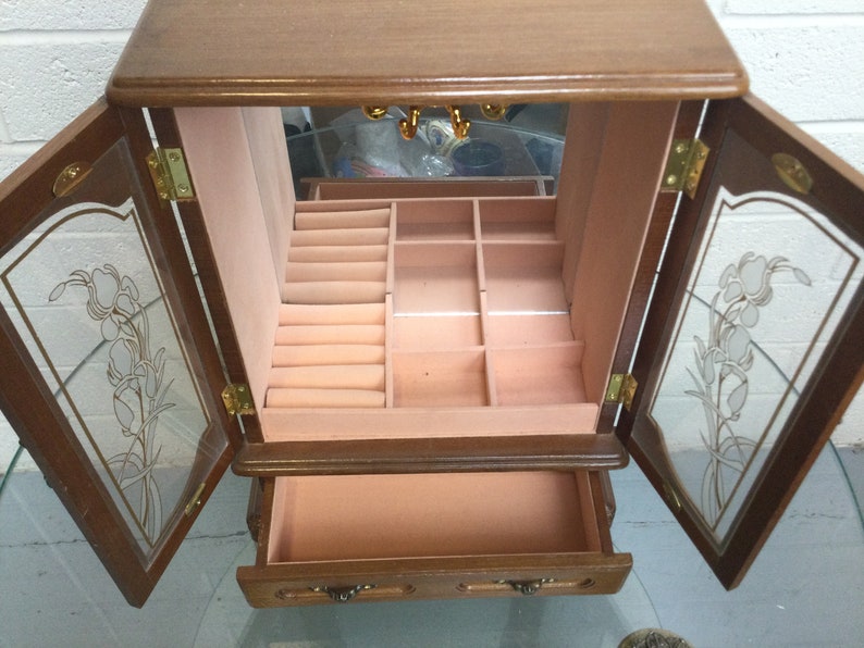 Double Glass Door Jewelry Dresser Top Jewelry Box Etsy