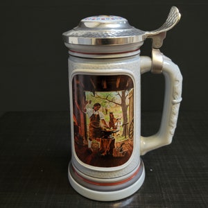 Beer Stein The Building of America Stein Collection &quot;The Blacksmith&quot; Uldis Klavins ~ Avon Beer Stein in Original Box ~ VintageSouthwest