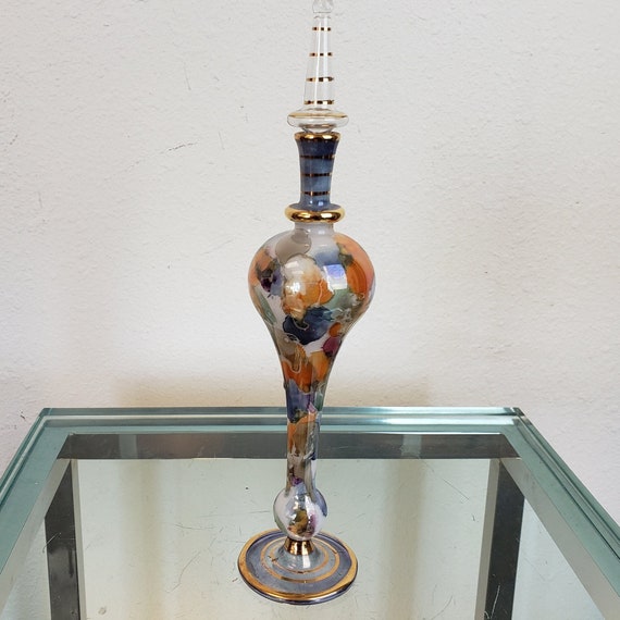 Blown Glass Perfume Bottle Kaleidoscope Multi Col… - image 1