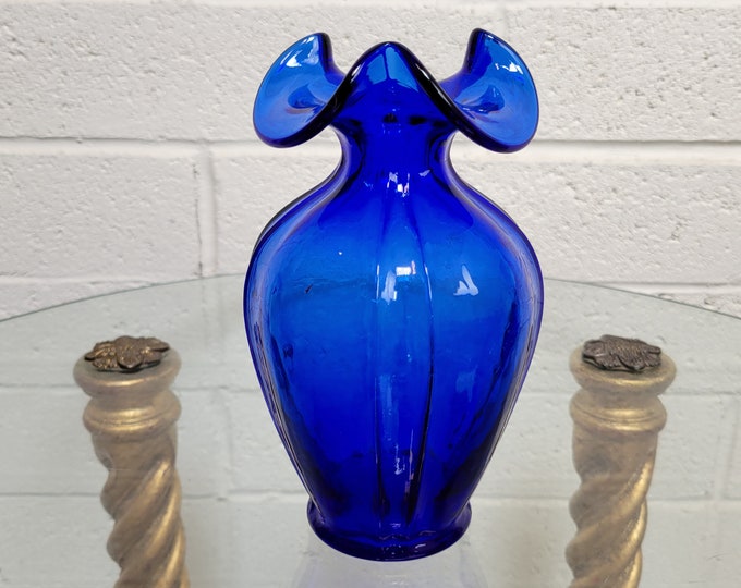 Fenton Glass Vase Cobalt Blue USA Made Glass Fenton Art Etsy