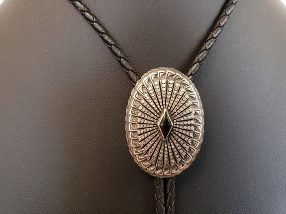 Onyx & Sterling Silver Bolo Tie / Silver Cloud Inc