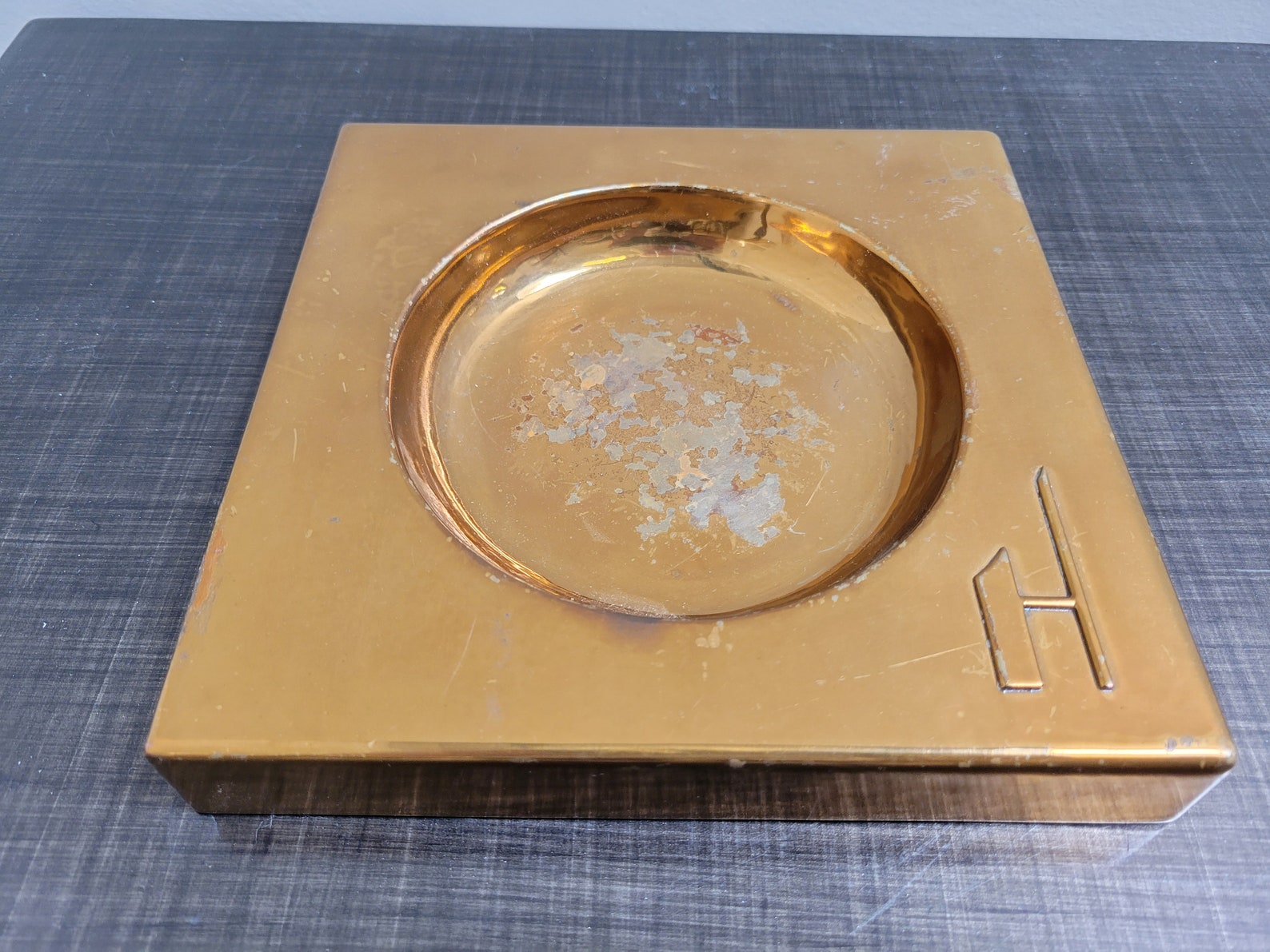 Vintage Cigar Ashtray / Large Bronze Copper Mid Century Table Etsy