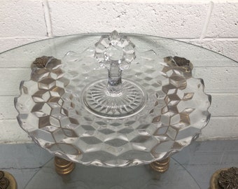 Fostoria American Cubist Tidbit Tray ~ Fostoria Glass ~ Multi Use Serving Tray ~ Elegant Wedding Table ~ Holiday Home ~ Vintagesouthwest