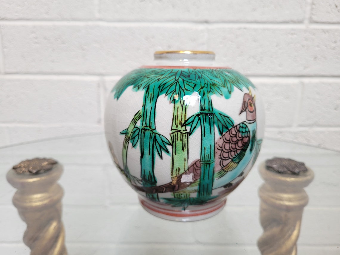 Kutani Vase Pair Genuine Kutani Made in Japan Bird Etsy