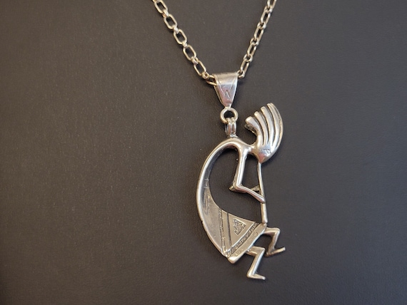 Sterling Kokopelli Flute Dancer Pendant Necklace Native American