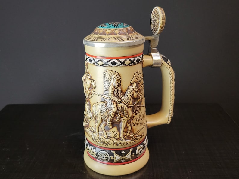 Collectible Beer Stein Indians of the American Frontier ~ Unused Avon Beer Stein in Original Box ~ Native American Art ~ VintageSouthwest image 2