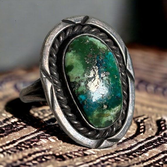 Turquoise Ring Size 7 Handcrafted Native American… - image 2