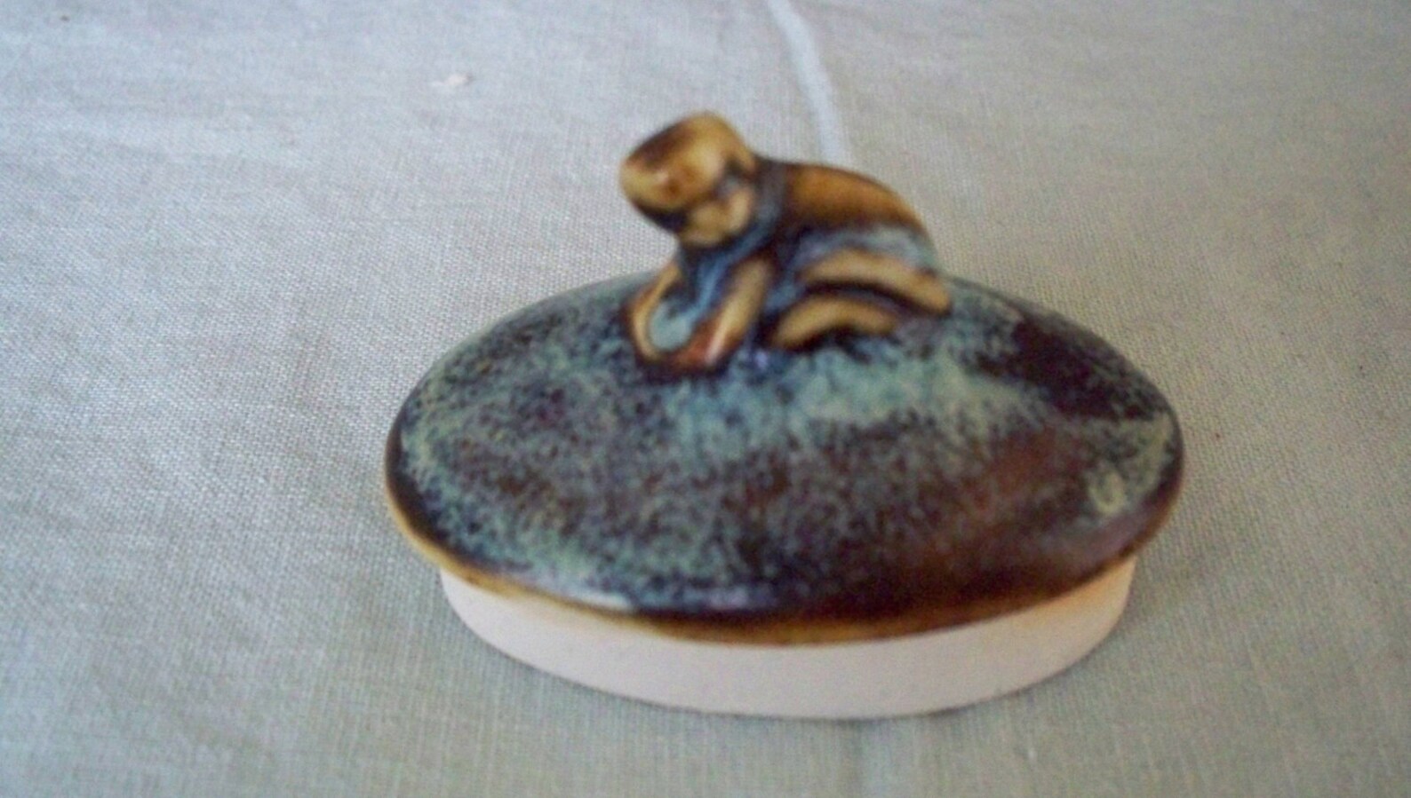 Vintage Elephant Teapot With Monkey Rider Blue & Brown High Etsy