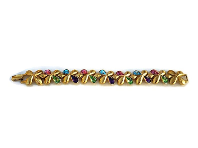 JBK Jeweled Bracelet Costume Jewelry / Jacqueline Bouvier Kennedy / Gold Tone / Designer Jewelry Gifts / Vintagesouthwest image 4