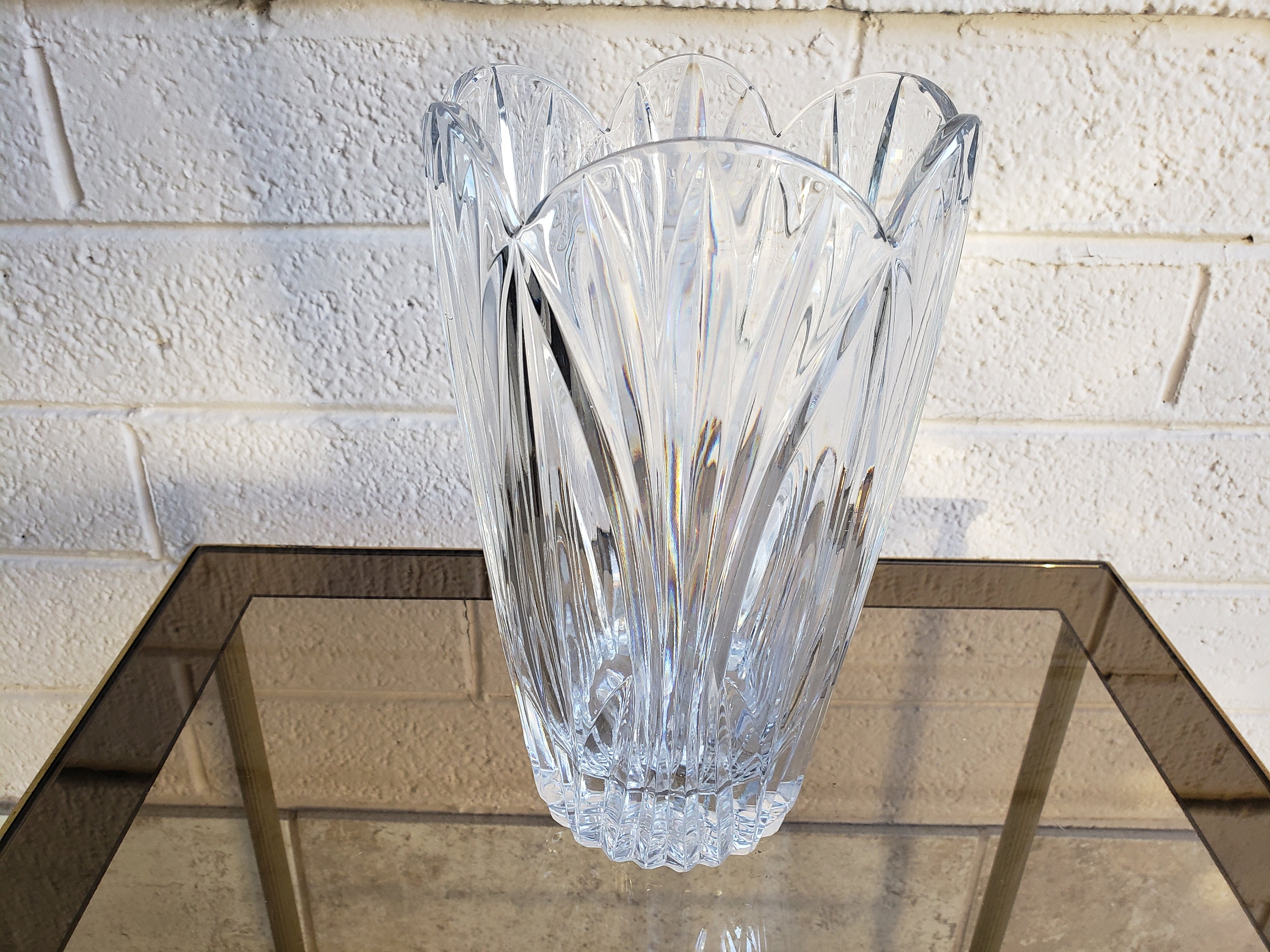 Large Crystal Vase Fluted Arched Top / Waterford Crystal or Etsy