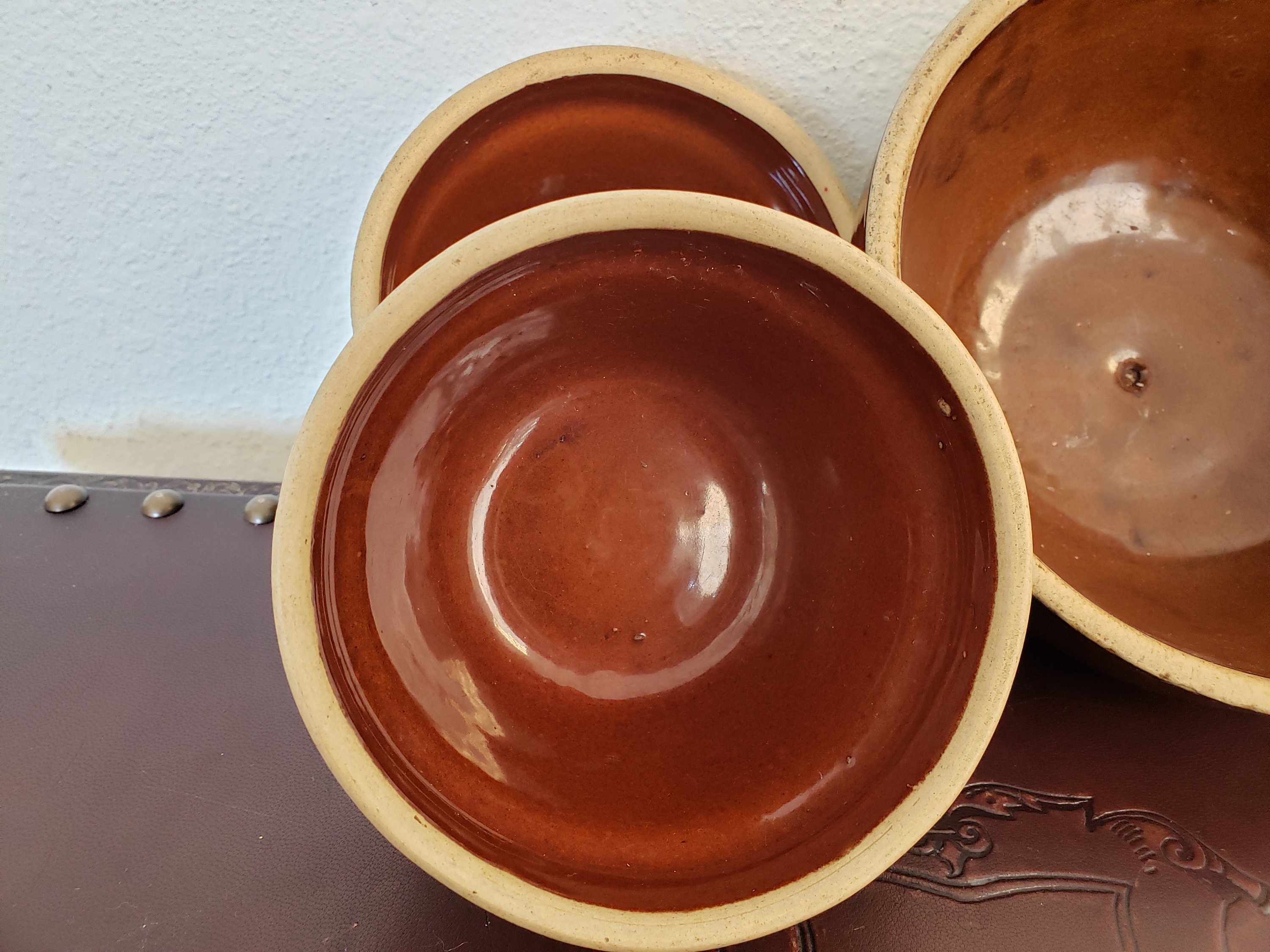 Stoneware Crockery Bowls / Set Of 3 Stoneware Mixing Bowls / Etsy