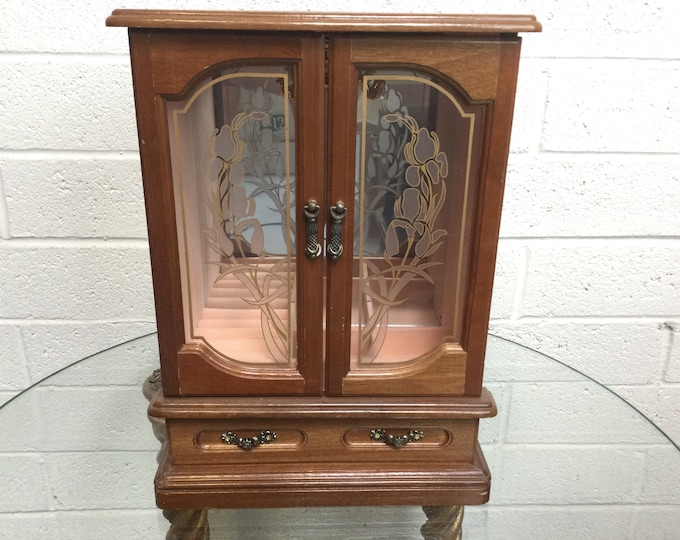 Double Glass Door Jewelry Dresser Top Jewelry Box Etsy